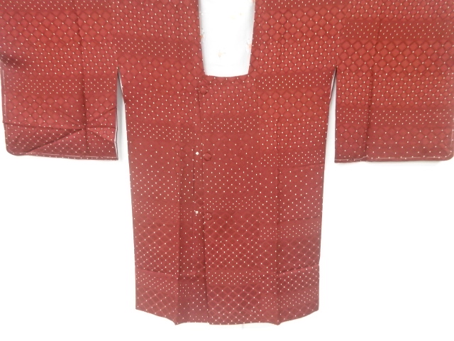 JAPANESE KIMONO / VINTAGE MICHIYUKI COAT / SILK / WOVEN TASUKI LATTICE